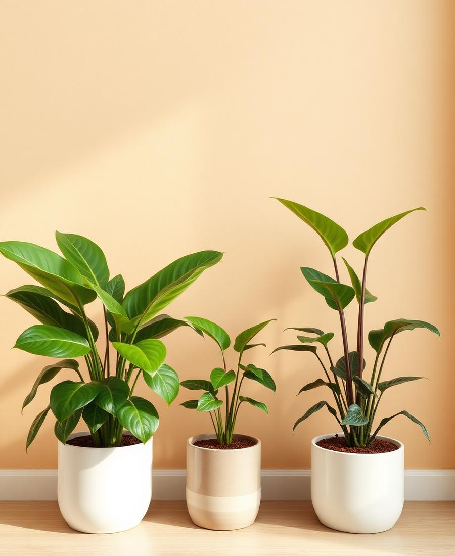 Piante da interno in vasi chiari